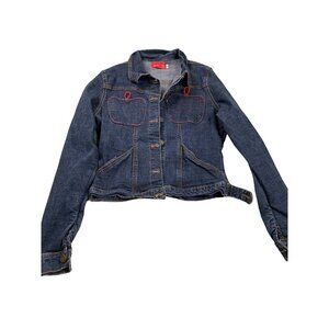 Apple Bottoms Basic Jacket Girl's Medium Blue Denim Long Sleeve Button Front